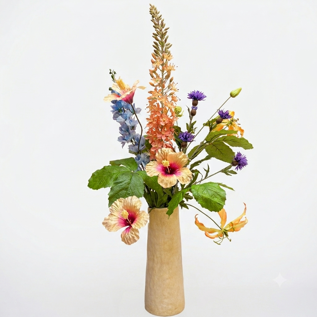 Butter Yellow tube vaas incl. Bloemen